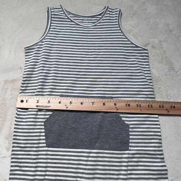 Moon + Beck Gray/White Striped 2/3T Sleeveless Kangaroo Pocket Romper New - Picture 4 of 8